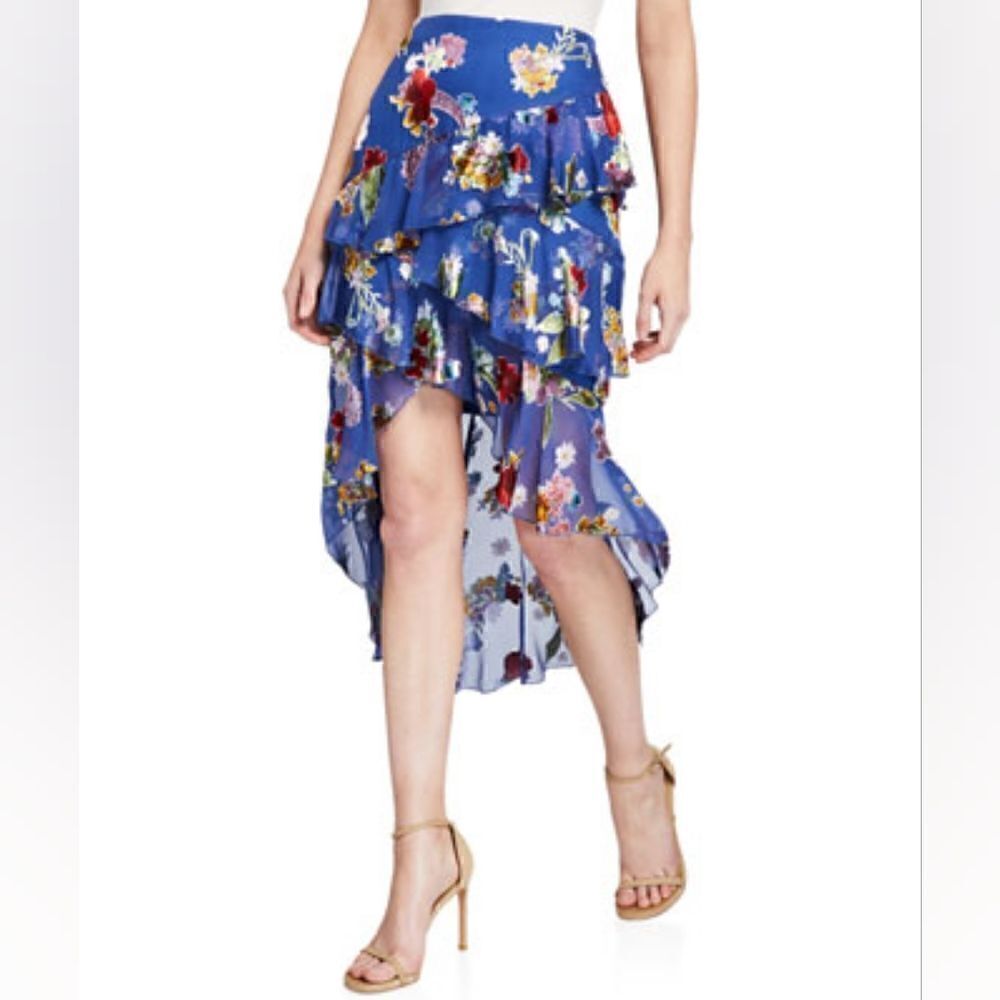 Alice + Olivia Floral Tiered Ruffle Skirt 2 Coquette Girl Fairy Coastal
